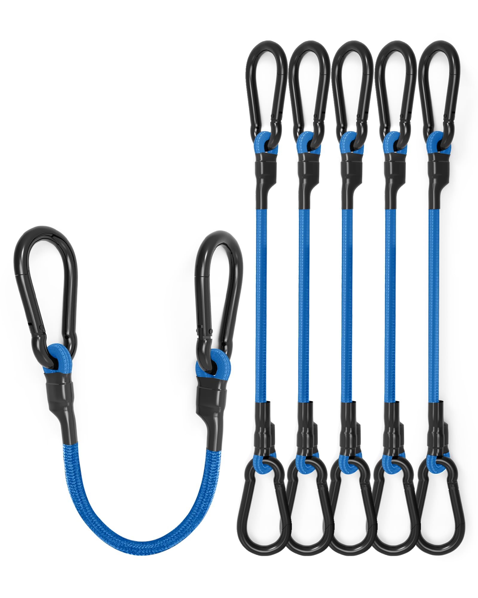 LCUKY Straps 8 Pack 18 Inch Carabiner Bungee Cord with Aluminum Alloy Hooks