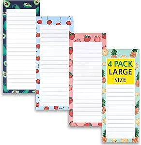 4 Large Magnetic Notepads – Big Notepads for Grocery List,
