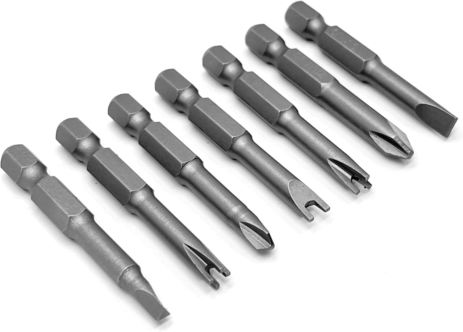 Special Shape Screwdriver Insert Bit Set Phillips Slotted U-Shape Y-Type Triangle Inner Cross 3-Points Durable CR-V Steel 2" Long Shank with Standard 1/4" Hex Drive