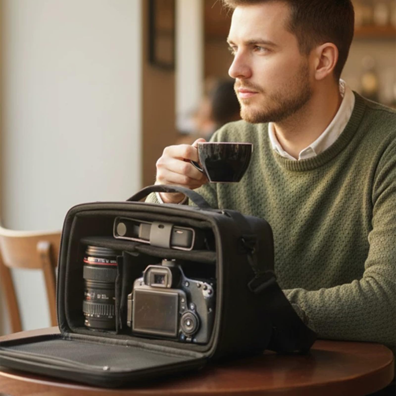 Estuche de fotografía compacto para cámara digital y accesorios, caja de soporte ligero y duradero, bolsa de hombro ligera para fotografía