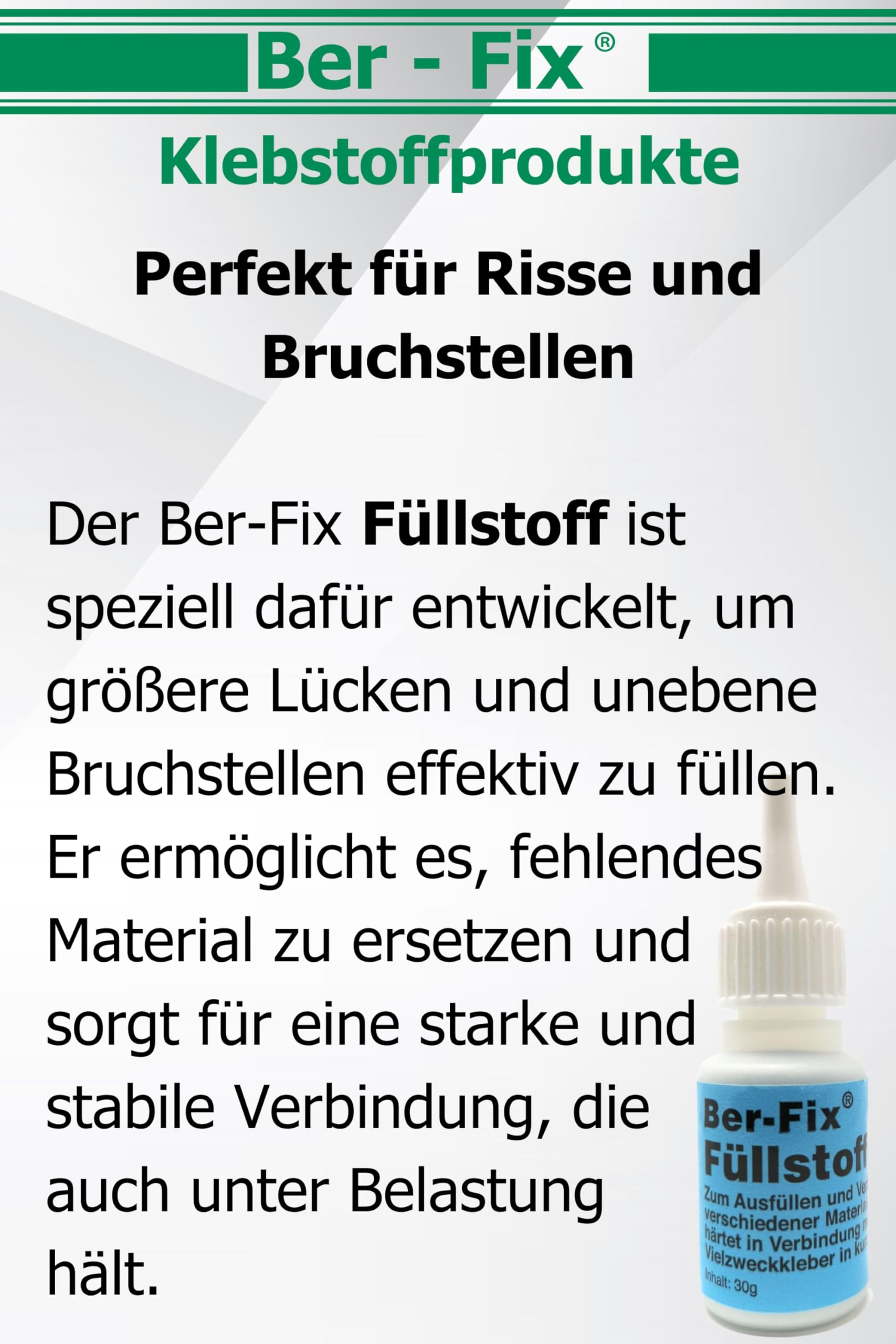 Ber-Fix Juego de relleno M – Adhesivo de soldadura de Berlín de 2 x 20 g pegamento industrial y 2 x 30 g granulado blanco, 1 x 30 g negro 2 k pegamento extra fuerte metal plástico PVC ABS PLA + 6