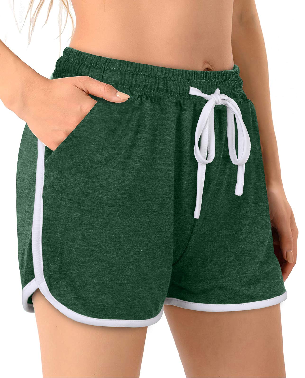 Aloodor Womens Athletic Shorts Running Dolphin Shorts with Pockets and Drawstring