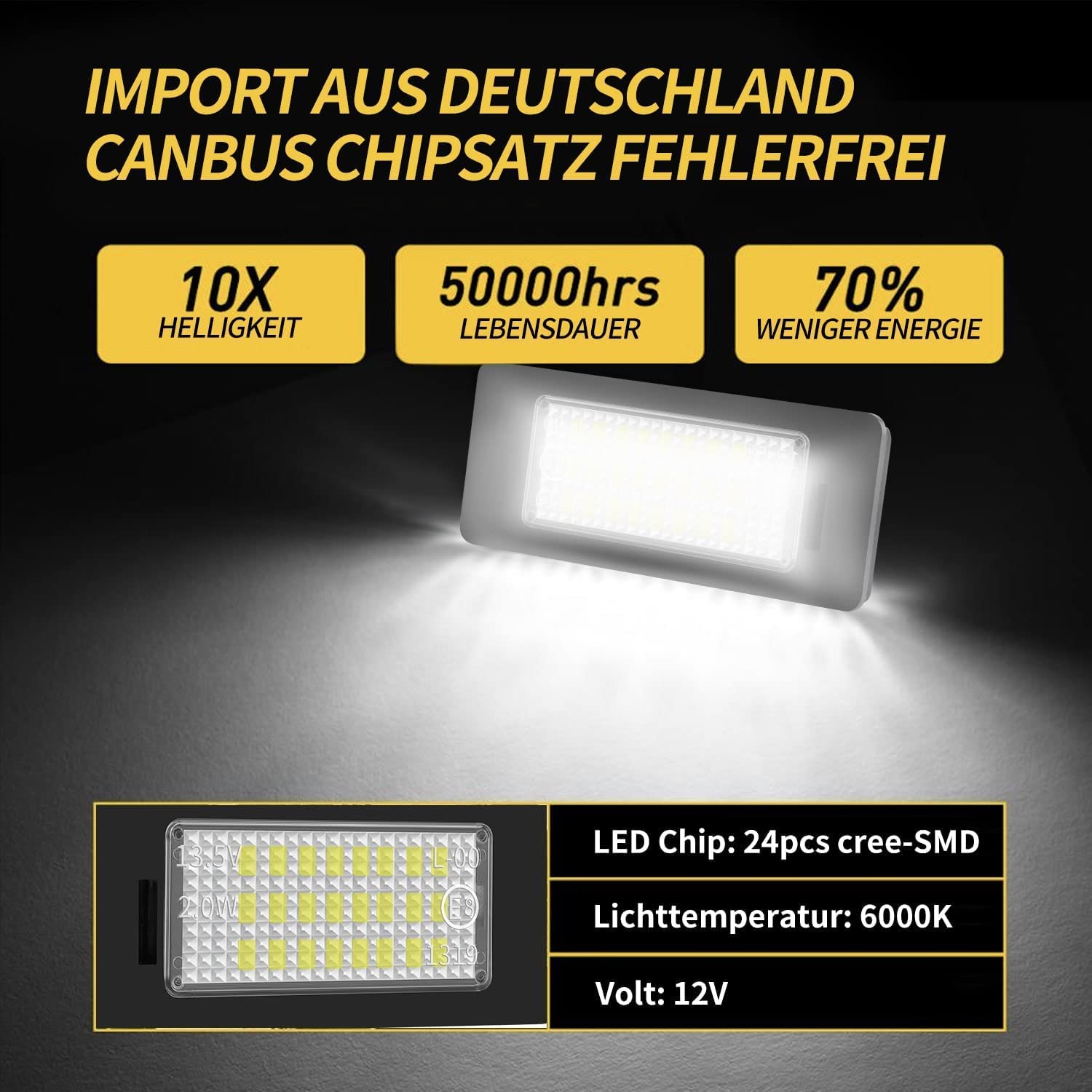 Éclairage Plaque D'immatriculation LED Pour BMW – Compatible Série 3/4/5, X1/X3/X5/X6 – Remplacement OEM - 4