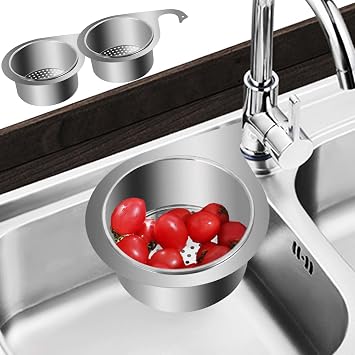 Sink Strainer Basket, 2PCS Stainless Steel Sink Strainer Basket, Multifunctional Kitchen Draining Baskets for Sinkt, Fruit Basket Daily Use