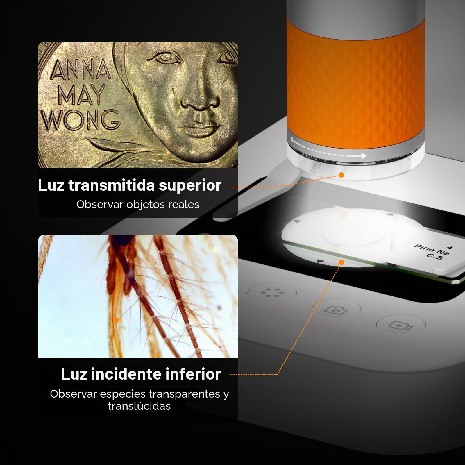 4.3" Microscopio Portátil para Niños, MatataStudio MX2-AS 2-en-1 Microscopio Digital de Mano para Niños 1600x Mini Microscopios de Bolsillo Infantil Microscopios USB WiFi con Video Foto Luces LED