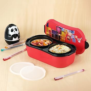 Doppler Insulated Lunch Box with Stainless Steel Inner, Red