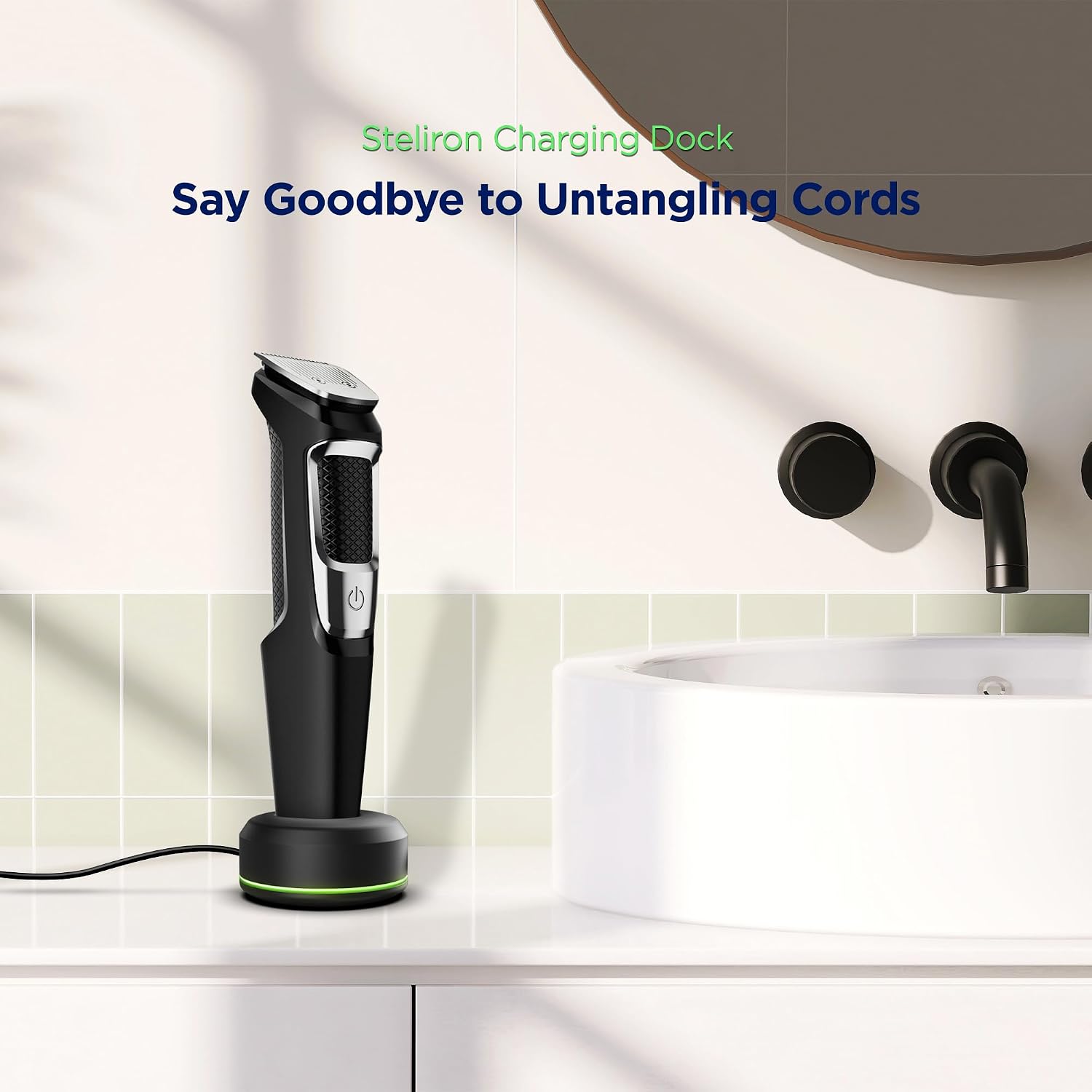 Stand Charger for Philips Norelco Multi-Groomer 3000 Trimmer Models, Free-Standing Charging Dock Base, USB Powered, LED Indicator (MG3750 Single-Pin Models Only)