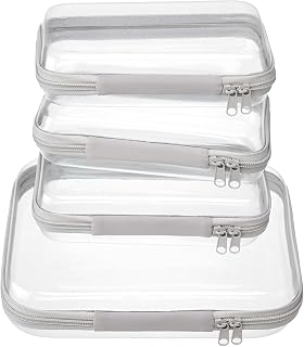 4 Pcs Clear Zipper Pouches Hard