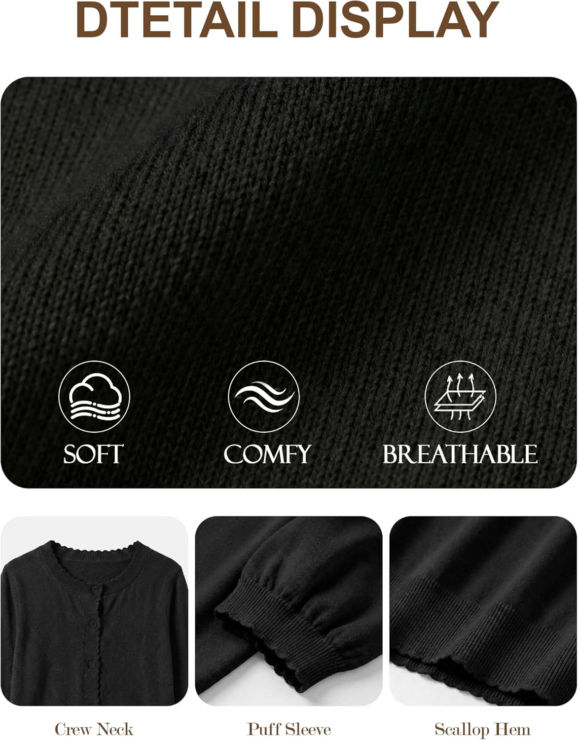 Womens Puff Short Sleeve Cardigan Lightweight Casual Summer Button Down Knit Sweater Tops 2026 Fashion Trendy - Image 6