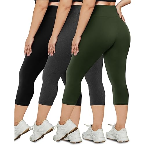 HLTPRO 3 Pack Plus Size Leggings for Women(X-Large - 4X)- High Waist Stretchy Soft Pants for Workout Running Yoga