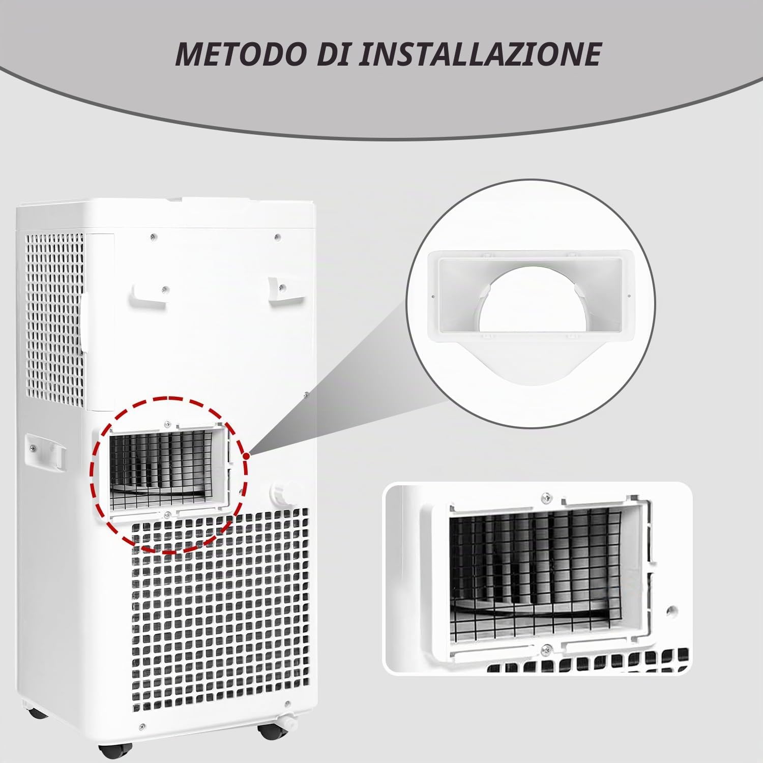 Accoppiatore di Scarico per Tubo Flessibile del Condizionatore D'aria Connettore per Tubo Flessibile Ca Portatile da 5 Pollici Filettatura in Senso Orario E Antiorario Adattatore per Tubo Flessibile