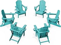 Vista 44 de KINGYES Silla Adirondack plegable con soportes dobles para tazas, sillas de exterior de polietileno de alta densidad para todo tipo de clima, silla