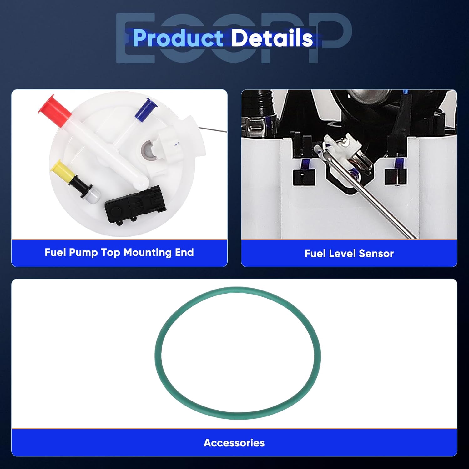 ECCPP Fuel Pump Assembly E3777M Compatible with Chevrolet Silverado 1500 & GMC Sierra 1500 2009-2013, Sierra 2500 HD & Silverado 2500 HD 2009-2010, Replaces SP6625M, P77046M, FG0944, w/Pressure Sensor