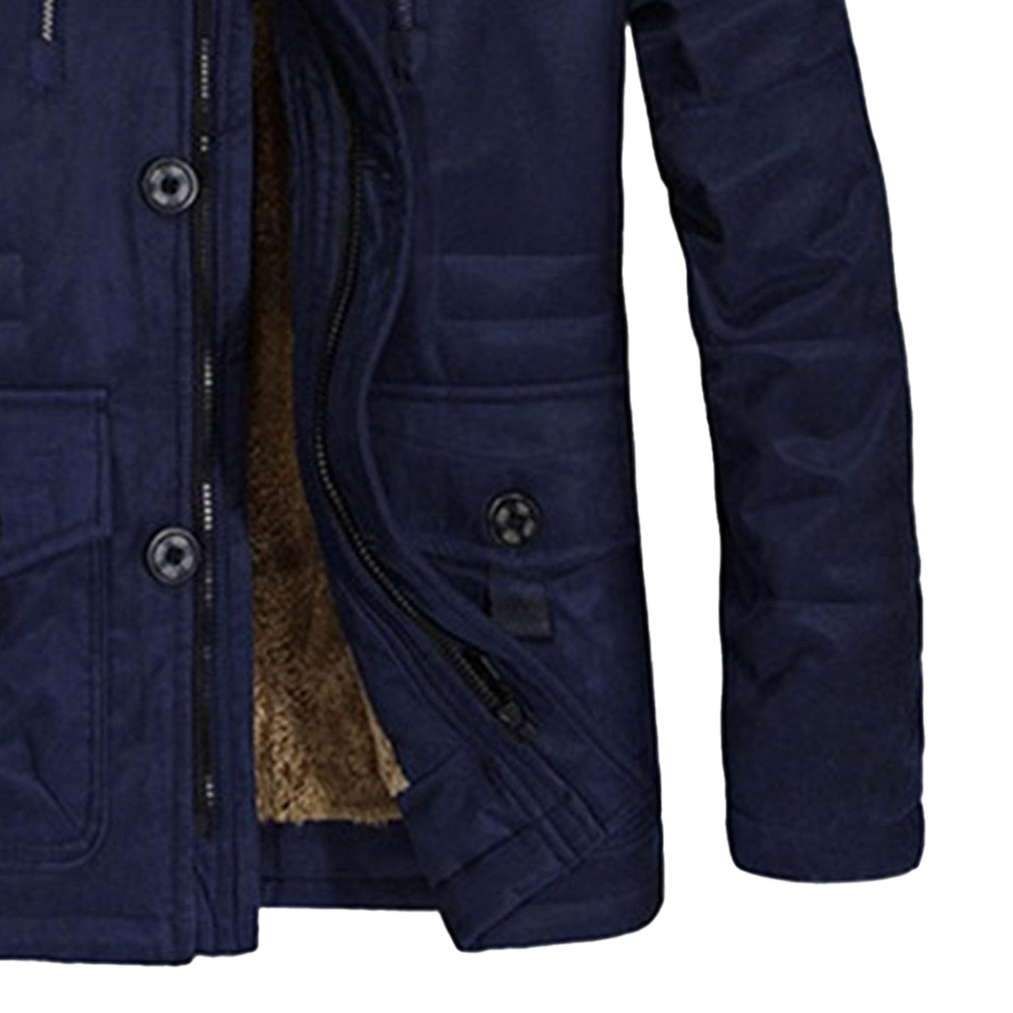 Męska zimowa ciepła kurtka wojskowa z podszewką Sherpa Mid Packable Parka, męskie płaszcze zimowe z kapturem ze sztucznego futra