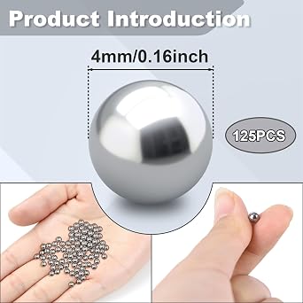 OIIKI 125 PCS Paint Mixing Balls, 316 Stainless Steel Ball for Mixing Paint, 0.16 Inch / 4 mm Nail Polish Bearing Balls, Replacement Balls for Mixing Model Paints