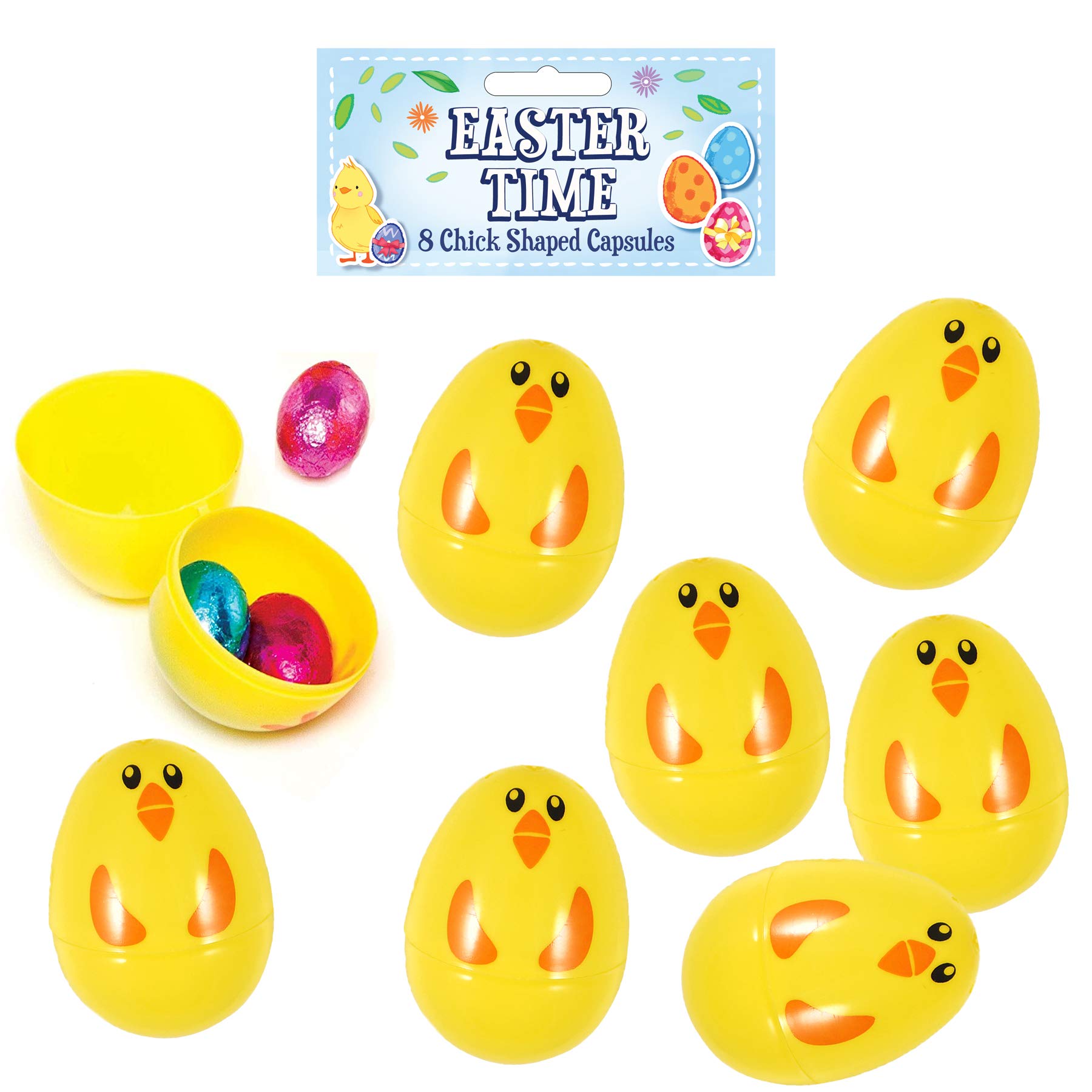 Widdle Gifts 8 X 60Mm Chicks 1250 Easter Egg Hunt Accessories And Games - Re-Usable Sturdy Plastic Fillable Eggs (8 X 60Mm Chicks 1250)
