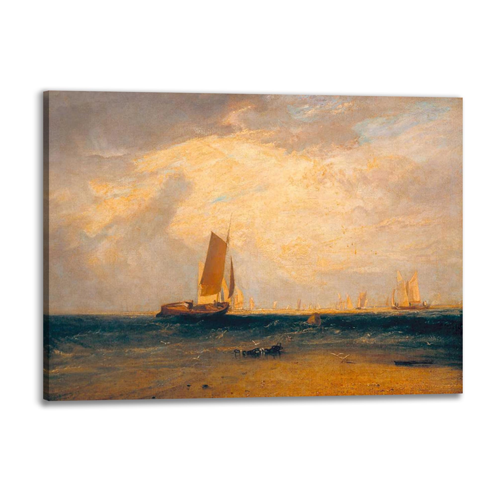 Toile avec cadre en bois William Turner Tide Setting 80x60 CM haut de gamme