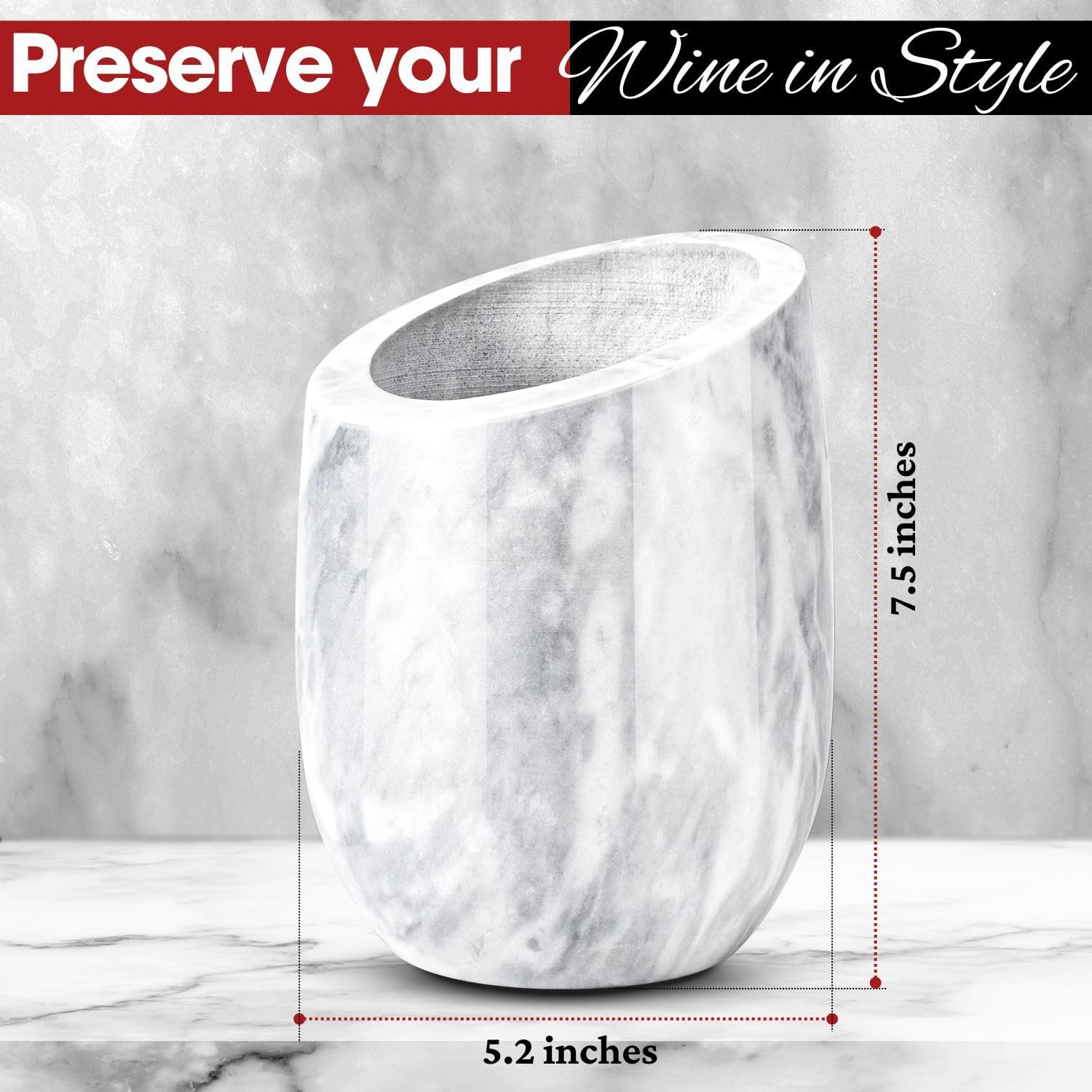 Flexzion Marble Wine Chiller Bucket – White Wine Cooler & Champagne Bucket for Bar Cart Decor, Kitchen & Parties – Gifts for Men, Women & Enthusiasts – Fits 750ml Bottles - Image 6