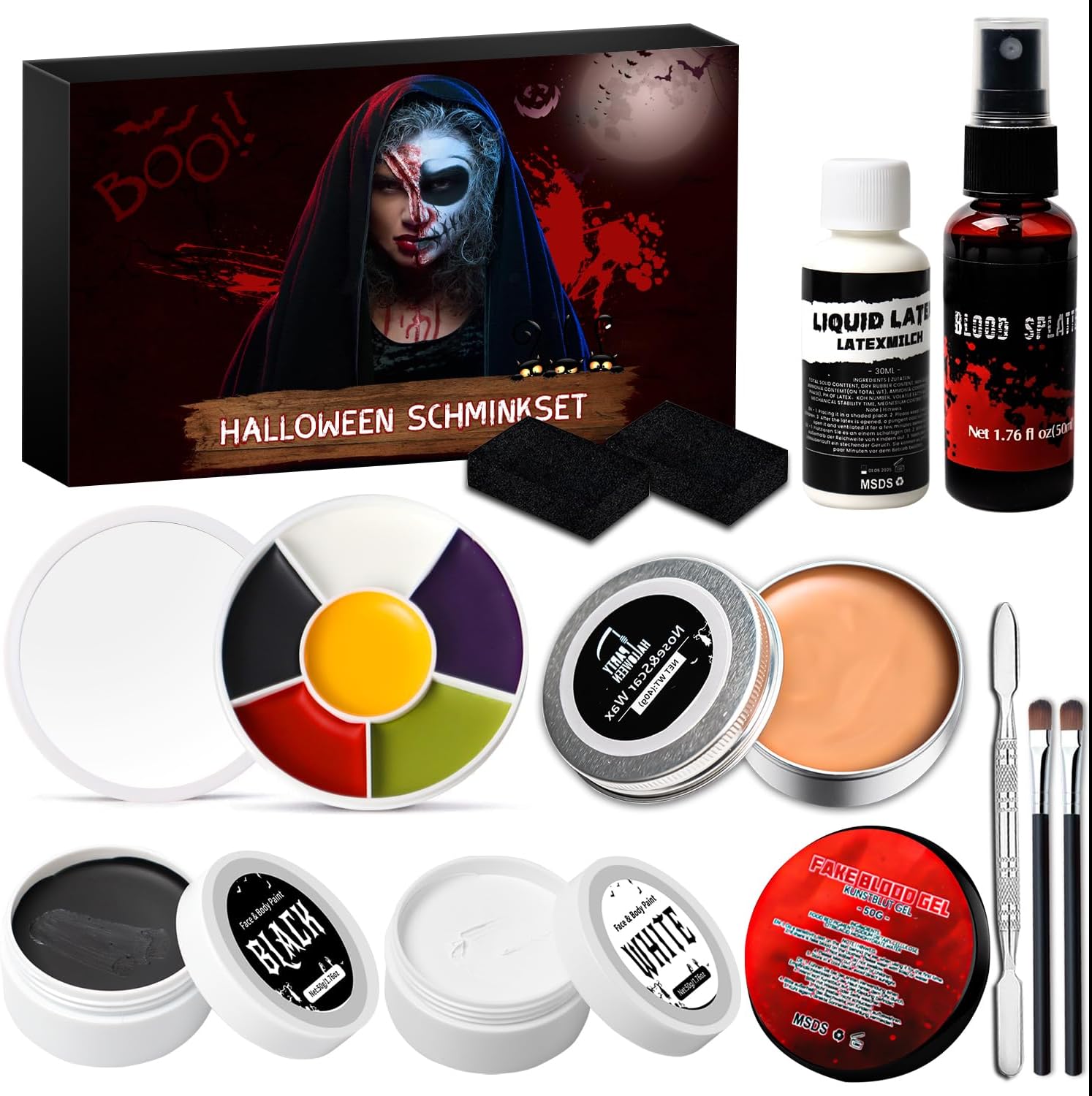 Moon Terror Halloween Gesichtsfarbe – 4er-Set, 12 Ml, SFX-Make-up, Vegan, Tierversuchsfrei