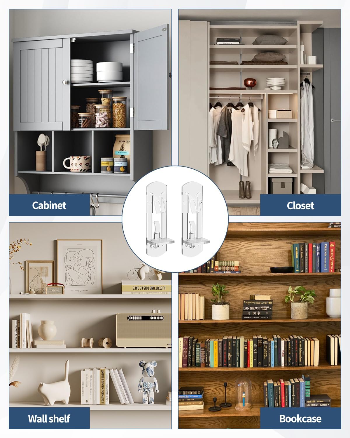 32 PCS Cabinet Shelf Clips 5mm, 3/4" Kitchen Cabinet Shelf Clips, Cabinet Shelf Pegs, Shelf Pegs for Supporting Furniture Kitchen Bookcase Closet Shelf Fits 5mm Peg X 3/4" Thick Shelf