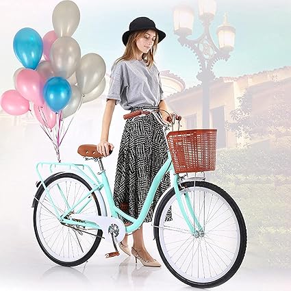 Amazon Co Jp ロードバイク クラシックな女性用自転車 エレガントなレトロな自転車 バスケットデザインのビーチクルーザー自転車 可変速度 シングル速度の選択 スポーツ アウトドア Amazon Co Jp ロードバイク クラシックな女性用自転車 エレガントなレトロな自転車 バスケットデザインのビーチクルーザー自転車 可変速度 シングル速度の選択 スポーツ アウトドア