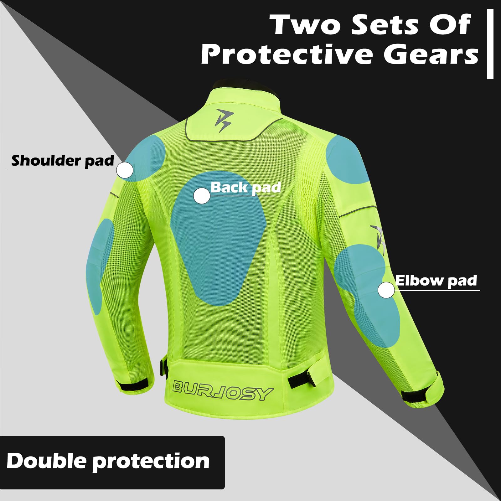 Veste Moto Été Homme avec Protections Amovibles Veste de Moto Maille Aérée Réfléchissante Légère
