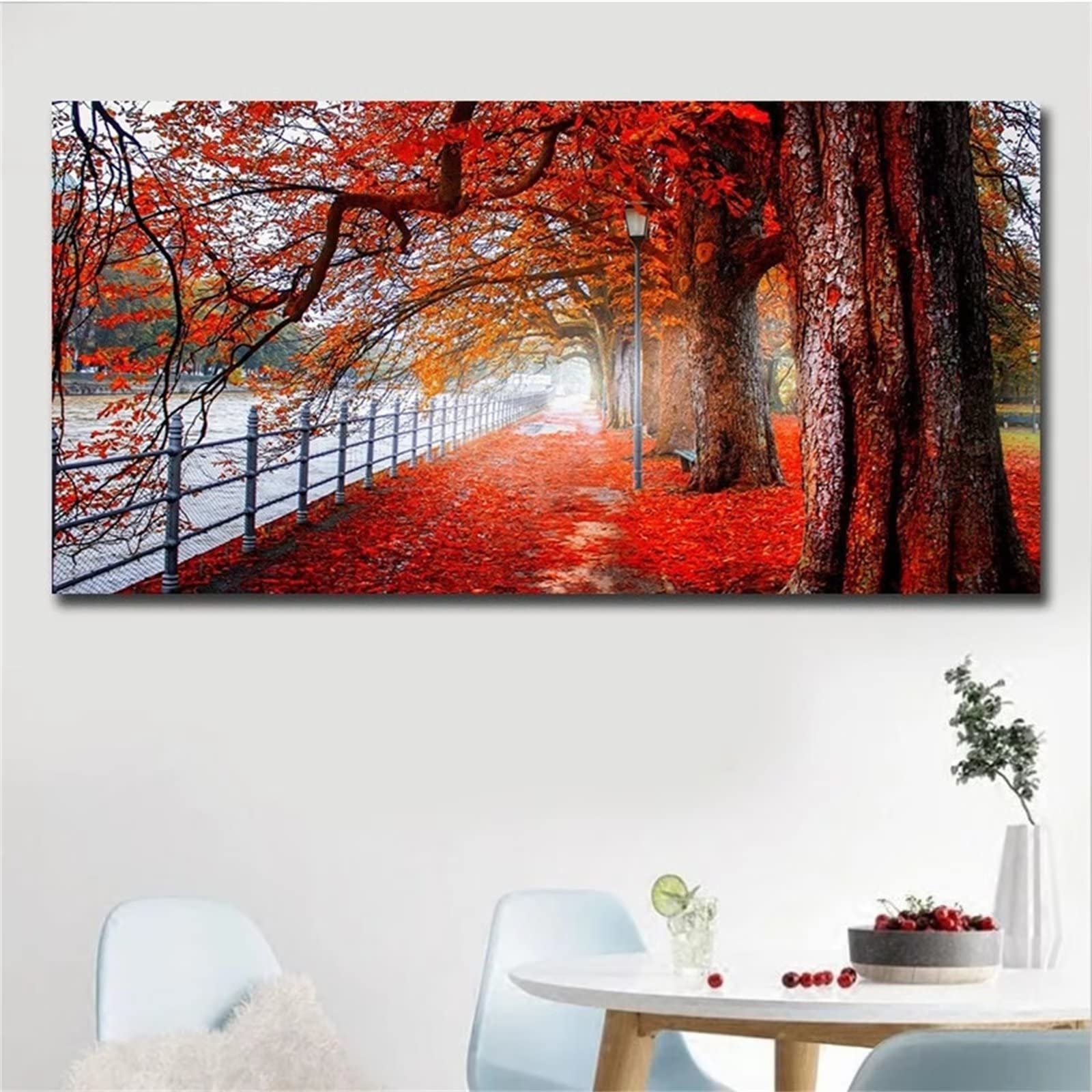 5D Diamond Painting Kit Completo, DIY Pittura Diamante Painting By Numbers Kit Disegno, Foresta rossa Square Quadri con Perline Painting Diamond Art per Decorazione Pareti Domestiche 80x220cm JF-7150