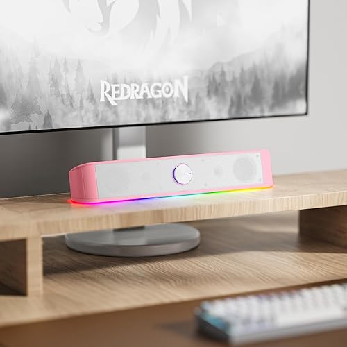Miniatura 7 de Redragon GS560 RGB Barra de sonido de escritorio, altavoz de computadora de 2.0 canales con sincronización dinámica RGB de audioluz con pantalla con