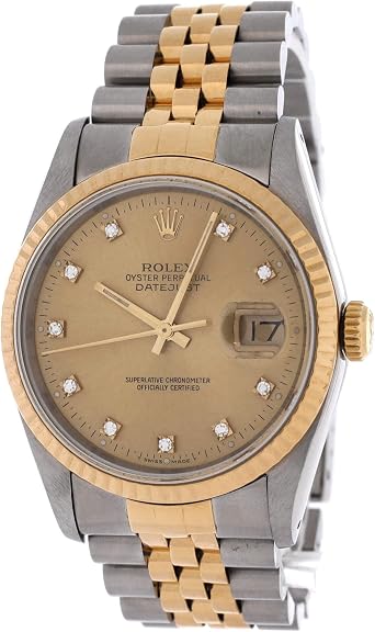 Pre-Loved Oyster Perpetual Datejust Automatic Watch Stainless Steel and Yellow Gold with Diamond Markers 36