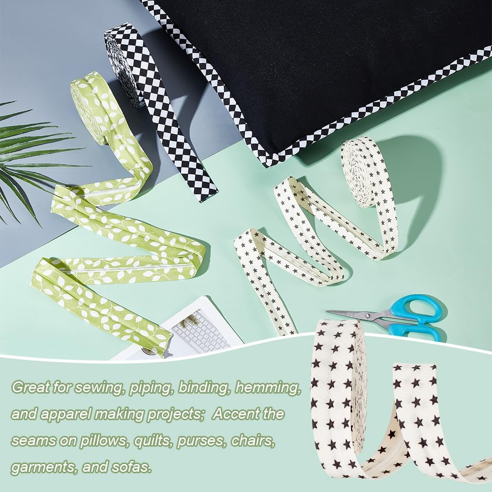 AHANDMAKER 10.94 Yards Double Fold Bias Tape, 3/4 Inch Wide Star Bias Binding Tape DIY Garment Accessories, Fabric Hem Quilt Binding for Sewing, Seaming, Piping, Crafts(Linen)