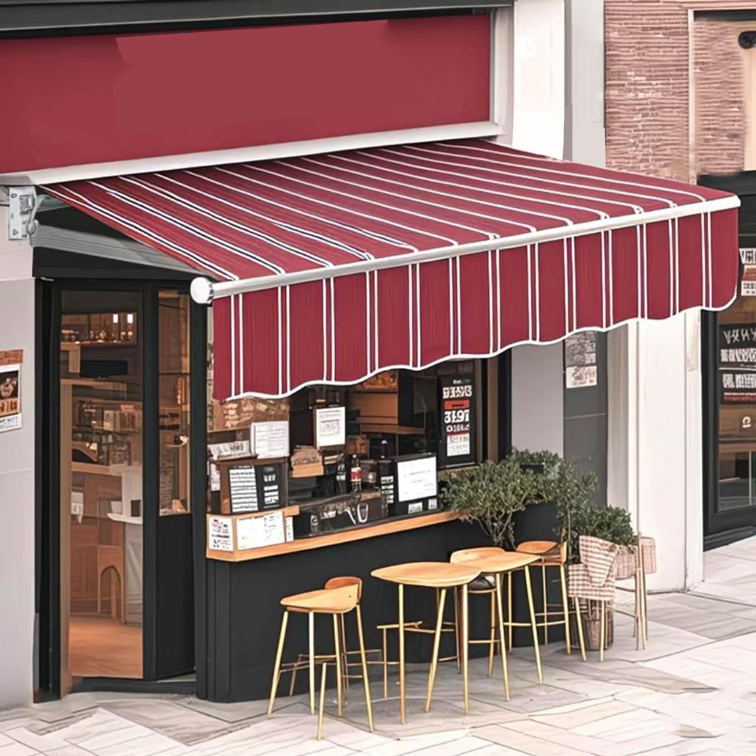 Tessuto di ricambio per tenda da giardino retrattile, protezione UV, impermeabile, per cortile e terrazza (strisce verdi, 4 x 2,5 m)