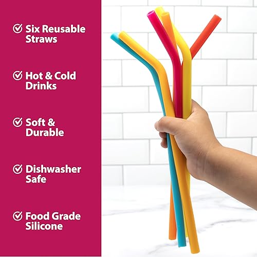 Miniatura 8 de Joie Pajitas para beber arcoíris  6 popotes reutilizables de acero inoxidable con cepillo, popotes de metal ecológicos con un brillo iridiscente