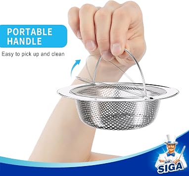 MR.SIGA Kitchen Sink Strainer, Stainless Steel Sink Drain Strainer, 2 Pack