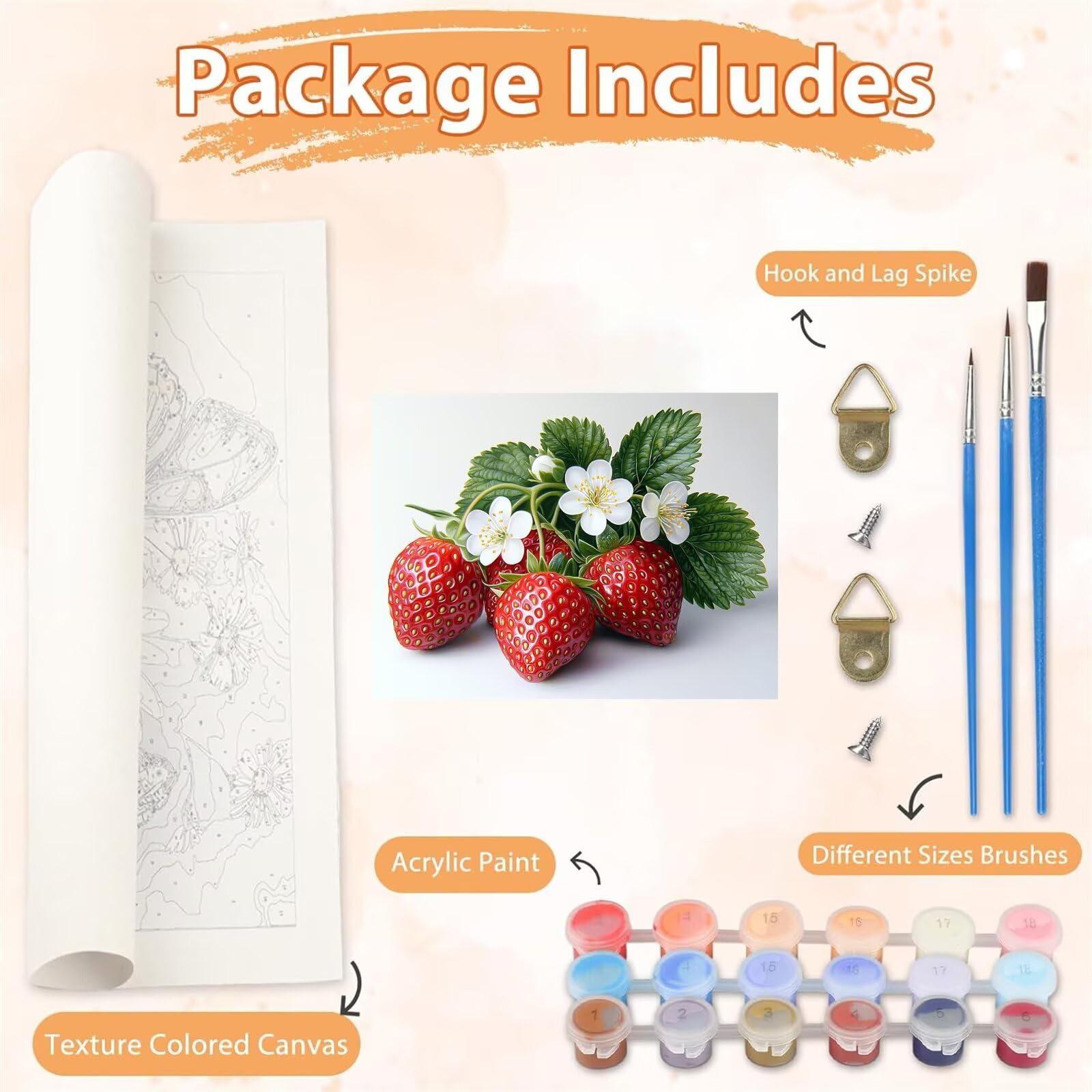 Dipingere con i Numeri Adulti fiore fragola, Quadri da Dipingere Numerati Fai Da Te per Principianti e Adultis, Olio La Pittura di Numeri Kit, Hobby Creativi Adulti, Decorazioni Casa 90x120cm Q3S-124