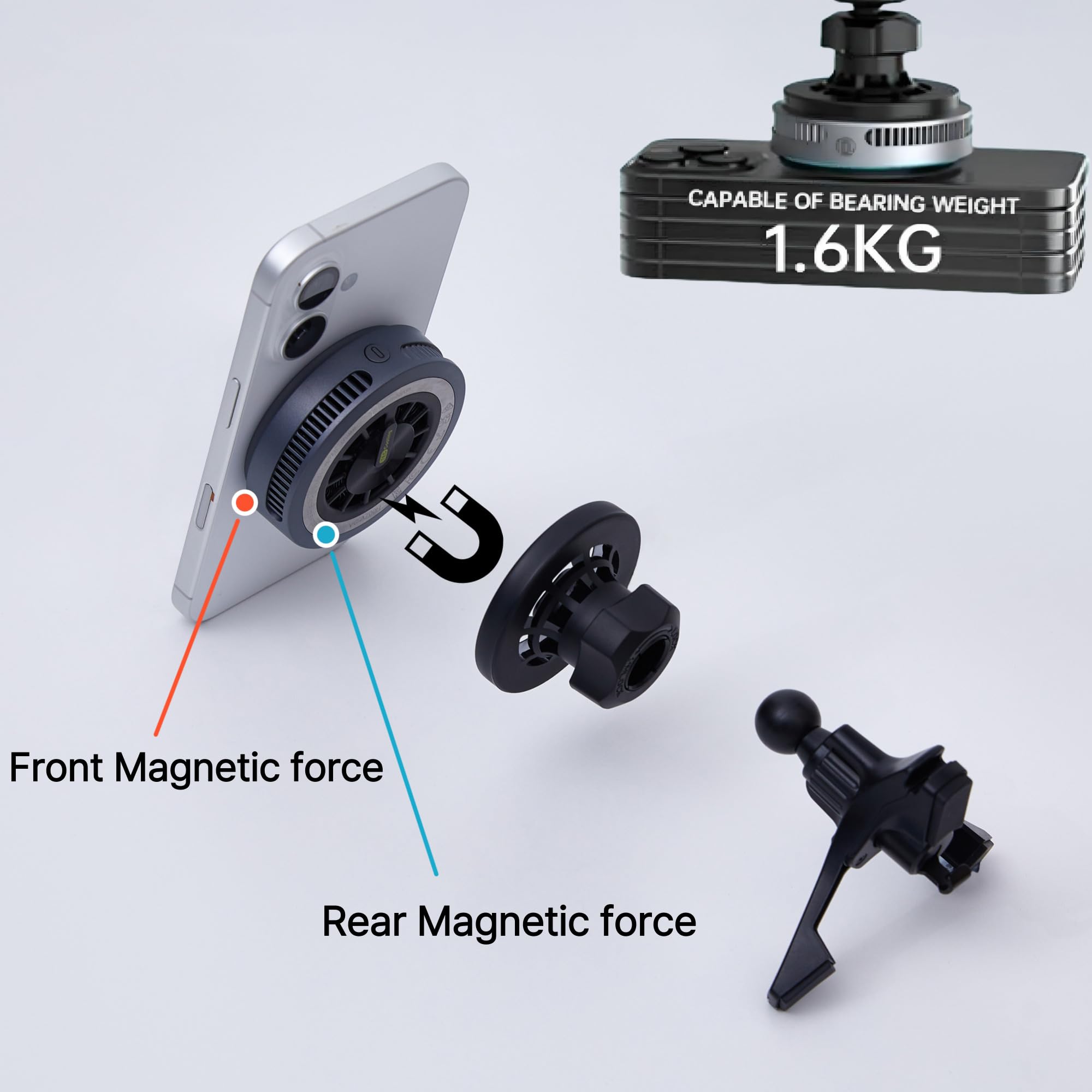 Qi2.2 - Cargador magnético inalámbrico desmontable para coche y escritorio de 25 W, compatible con MagSafe, refrigeración Peltier de 3 segundos, carga rápida para iPhone 17/16 Pro Max, Galaxy