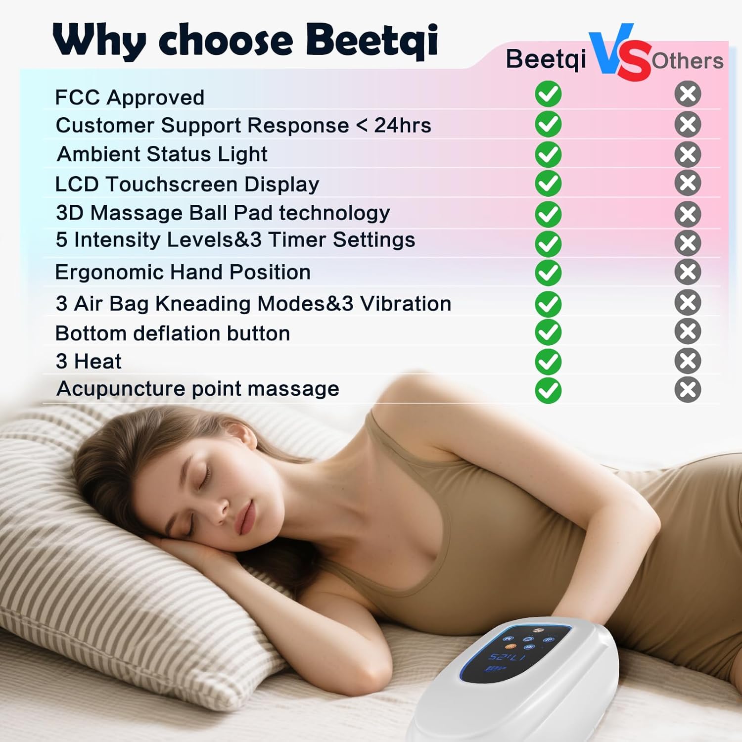 Hand Massager with Heat and Compression, Updated 5 in 1 Cordless Hand Massager, Finger Massager, Carpal Tunnel Relief & Wrist Relief Massager, Gift for Women Men, 3 Modes, 5 Gears, Scheduled Shutdown - Image 7