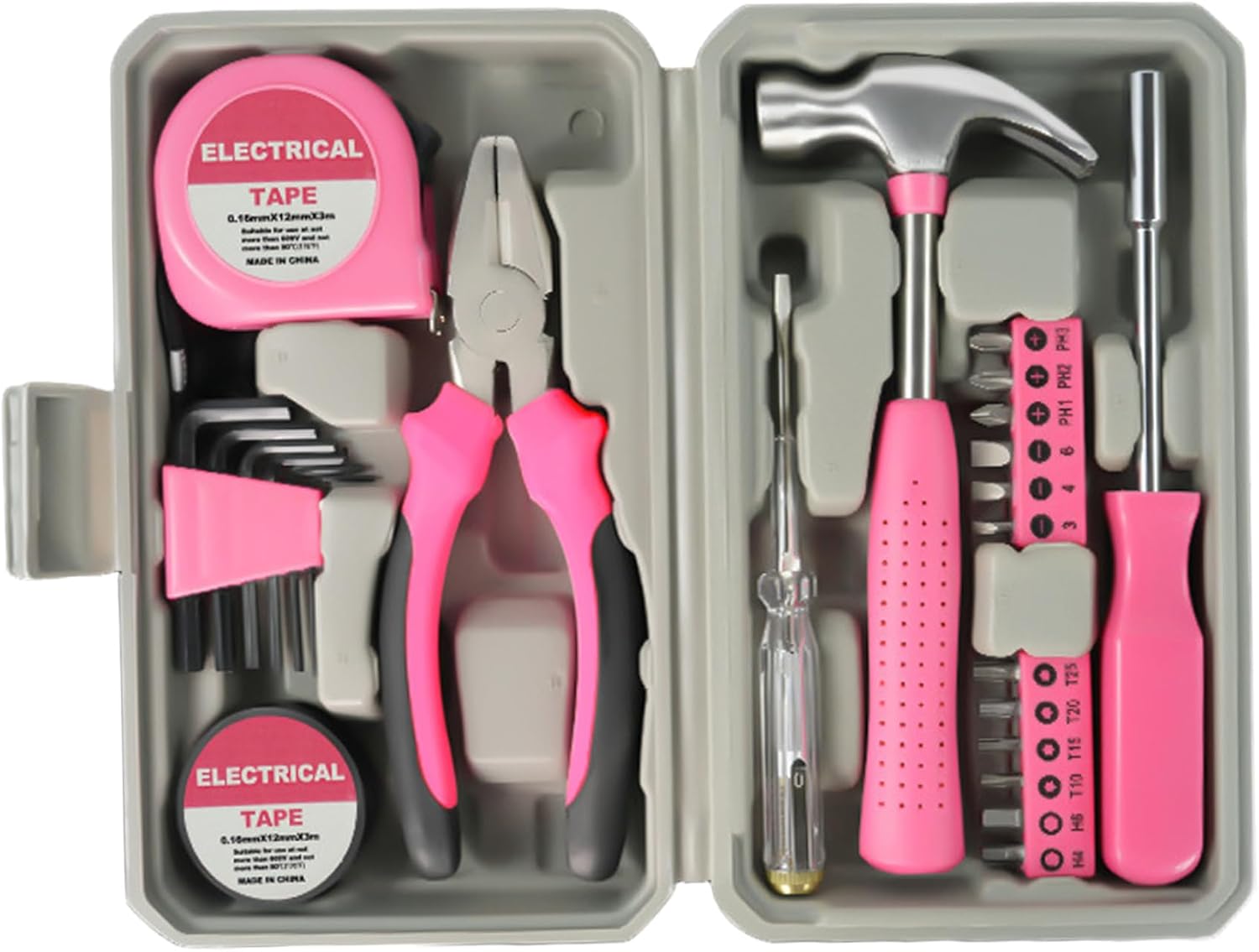 24Pcs Small Tool Kit, Steel Mini DIY Home Tool Kit with Screwdriver Pliers Hammer and More, Household Essentials Mini Toolkit for Home, Office, and Dorm