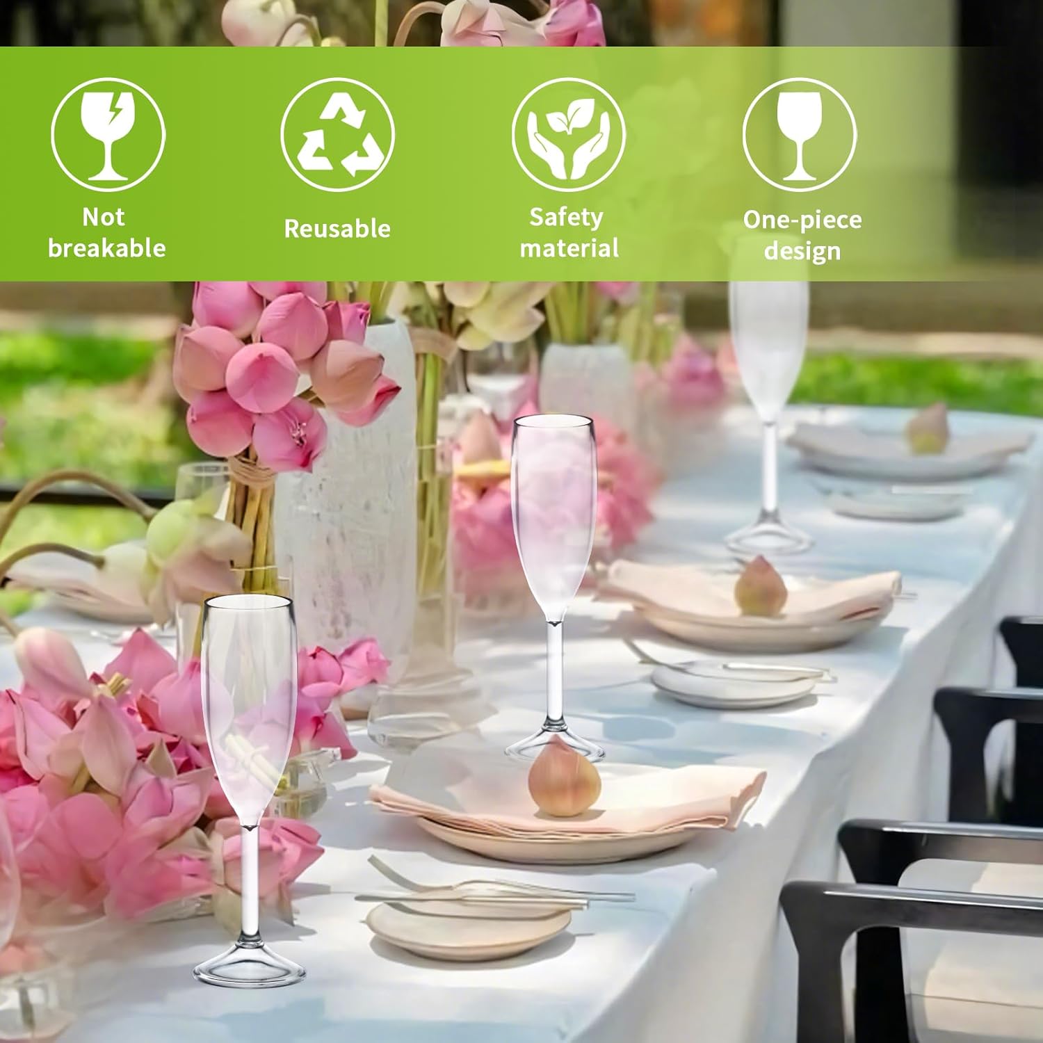 12 Pcs Champagne Flutes 5.4OZ Clear Plastic Champagne Glasses Wine Glasses Plastic Goblets for Parties Mimosa Bar Glasses Stemmed Drinking Cups for Wedding Celebration Christmas Birthday Bride (Clear) - Image 4