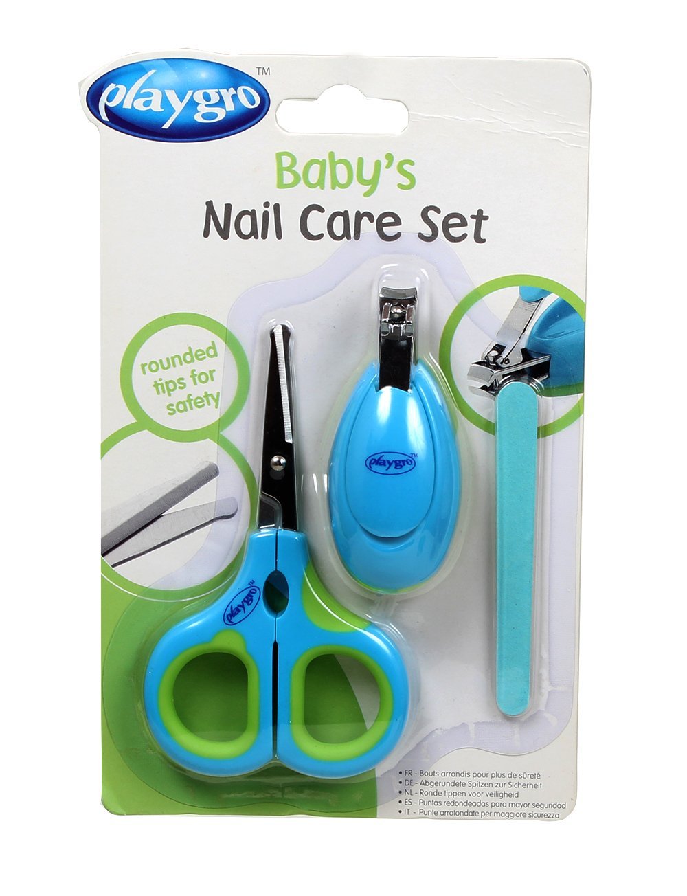 Playgro Set de cuidado de uñas para bebé, color azul y verde