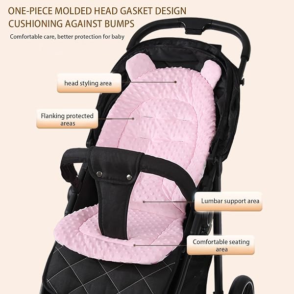 Stroller Seat Liner, 40x80cm Stroller Cushion Seat Liner, Reversible Carriage Cushion, Breathable Strollers Insert Cotton Pad for Pushchair, Car Seats, Pram Liners, Strollers Accessory - 3