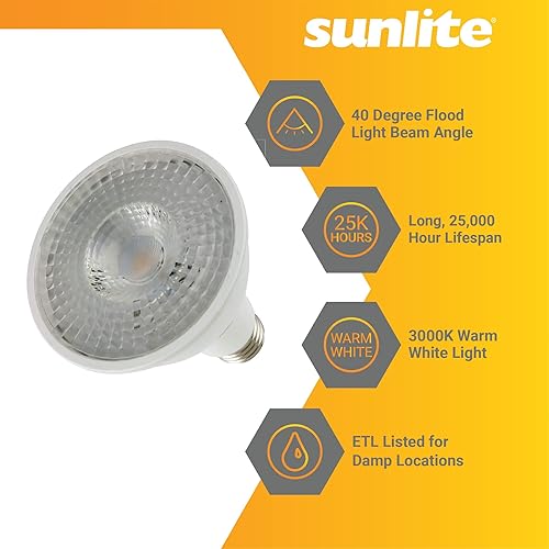 Miniatura 3 de Sunlite Bombilla LED 90 CRI PAR30 reflector de cuello largo, 10 vatios (equivalente a 75 W), 750 lúmenes, regulable, base media E26, certificación