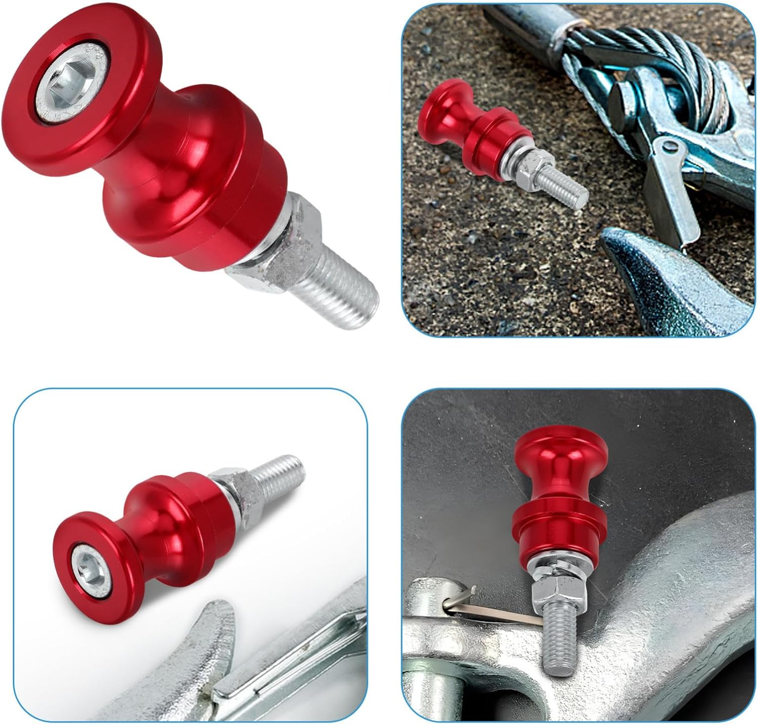 STAHAD Winch Hook Mounting Bolt M10 Red Steel Winch Hook Positioning Tool Half-Linked for Automotive