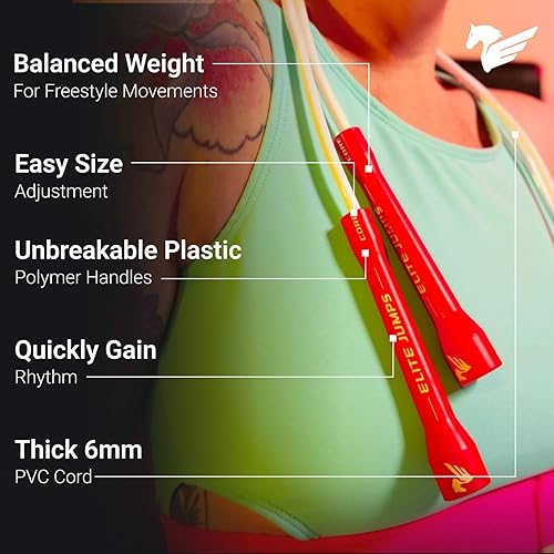 Miniatura 2 de Elite Jumps Cuerda de saltar Core  Cuerda de saltar ajustable para interiores y exteriores para entrenamiento y fitness  Cuerda de saltar de PVC de