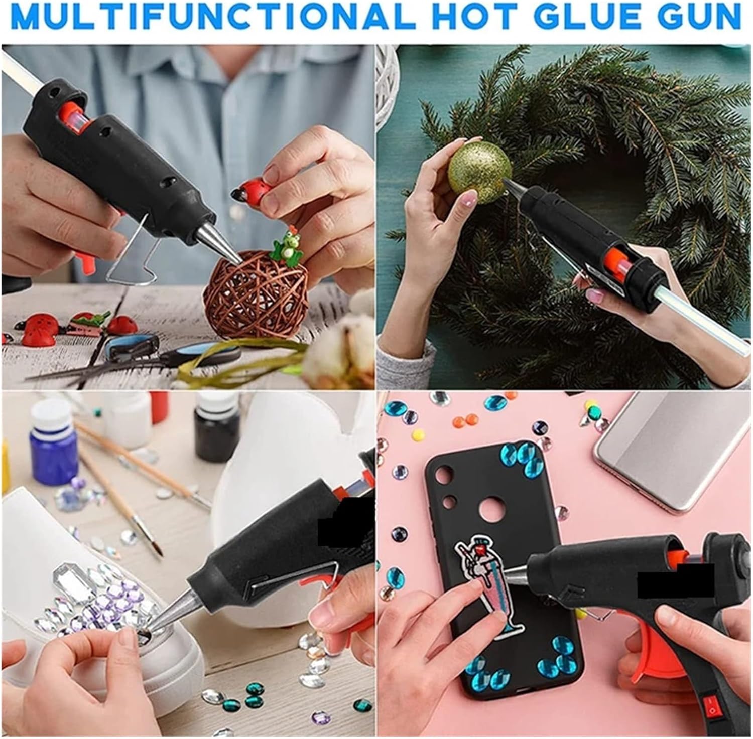 Hot Glue Gun, 20W Hot Melt Glue Gun Mini Industrial Guns with 7mm Sticks Heat Temperature Thermo Electric Repair Tool For DIY Crafts Arts(Black*5)