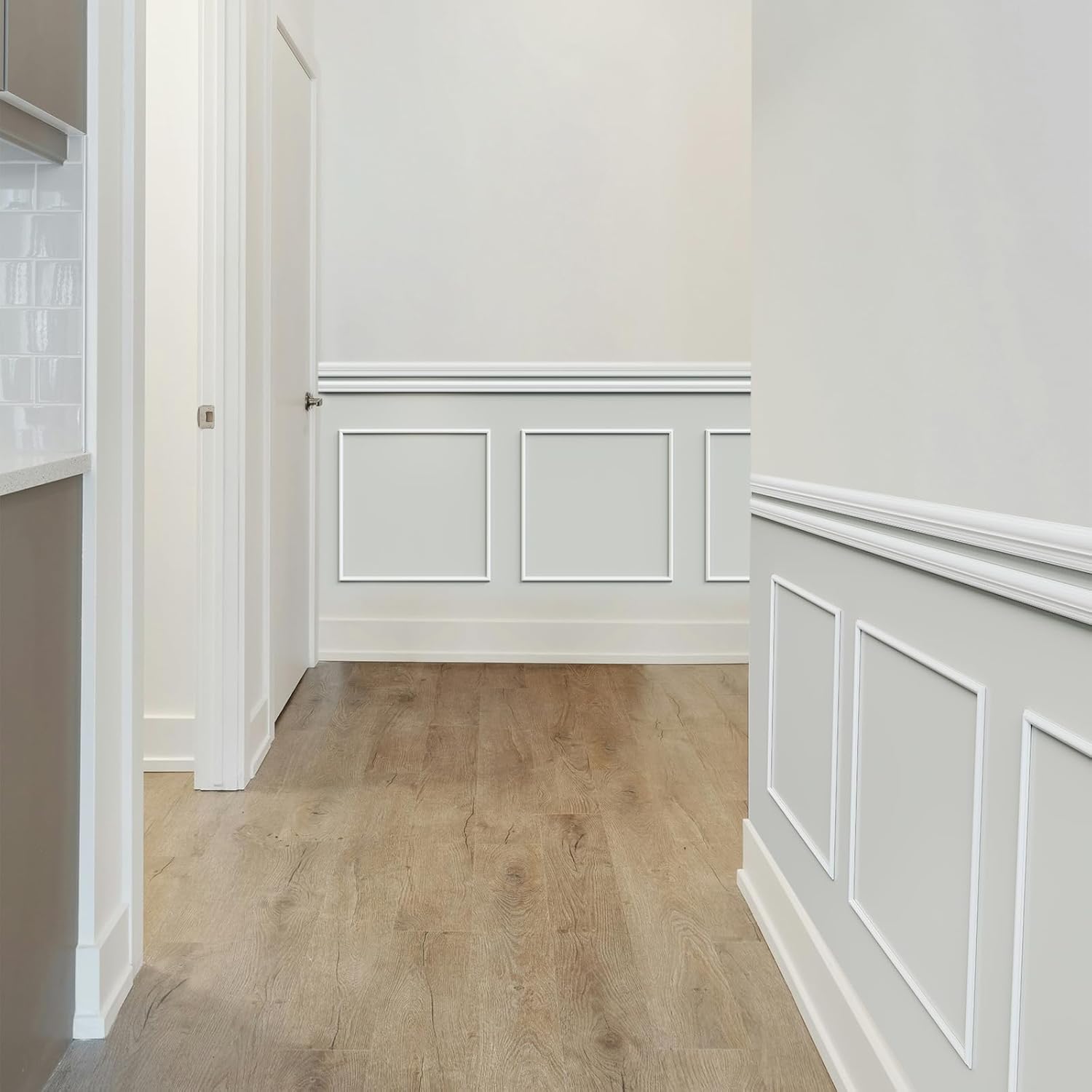 Melkus Peel and Stick Wall Molding Kit, 3 Sets 24" x 24" Precut Wainscoting Panels, Self Adhesive Molding Trims for Interior Wall Décor