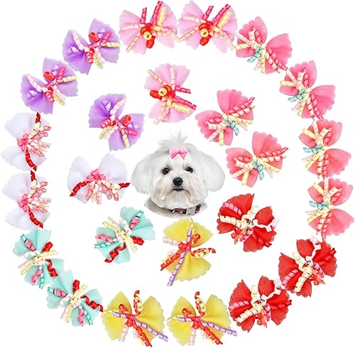 104 lazos multicolores para perros, bonitos lazos para el pelo de perro, lazos pequeños para cachorros, productos de aseo para mascotas, lazos para