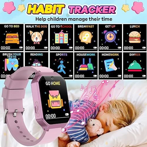 Miniatura 6 de Reloj inteligente para niños de 6 a 12 años, juguetes con 26 juegos, reproductor de música, pantalla táctil HD de 1.69 pulgadas, cámara de video,