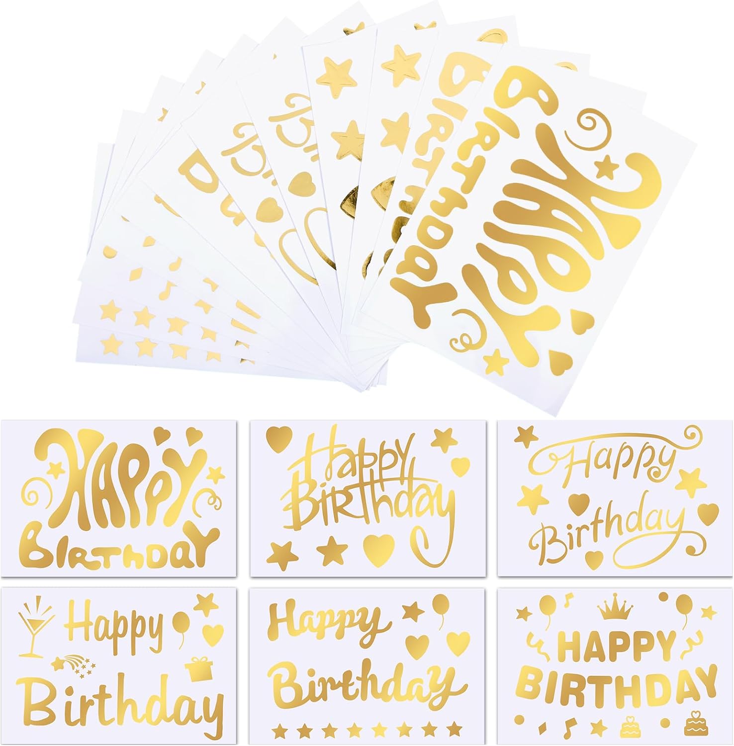 Outus 12 Pieces Happy Birthday Balloon Sticker Black Party PVC Letter Stickers Bobo Birthday Balloon Decals Paster for DIY Mother's Day Wedding Party Decoration Supplies