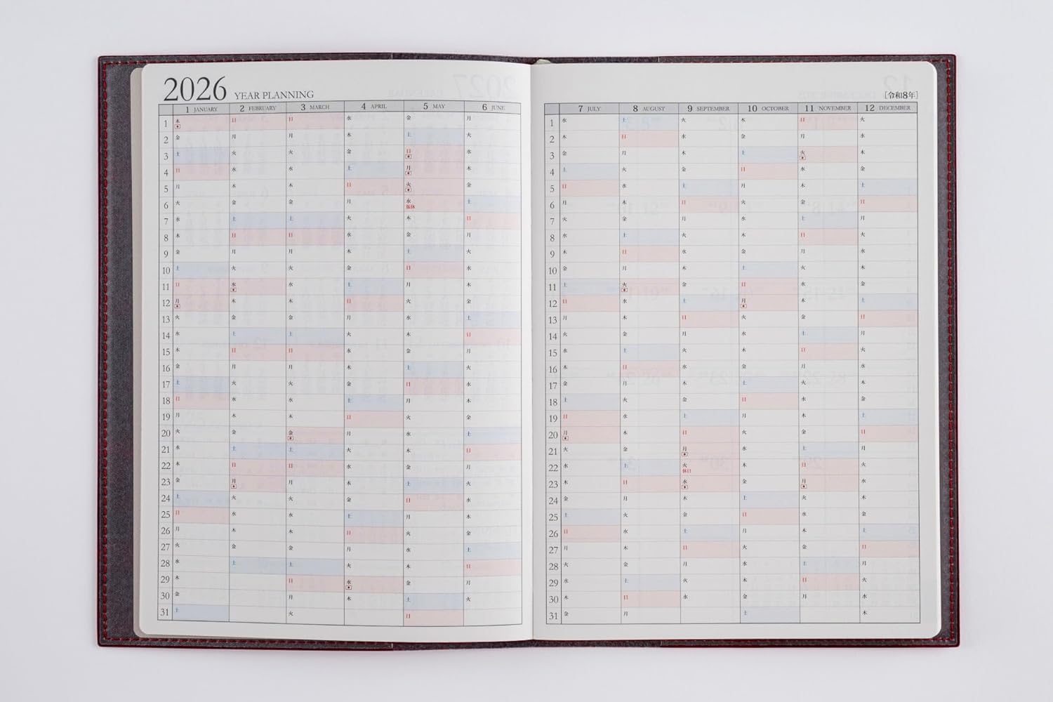 Takahashi Notebook 2026 A5 Weekly Desk Diary Casual 2 Red No. 432 (Starts on December 2025)