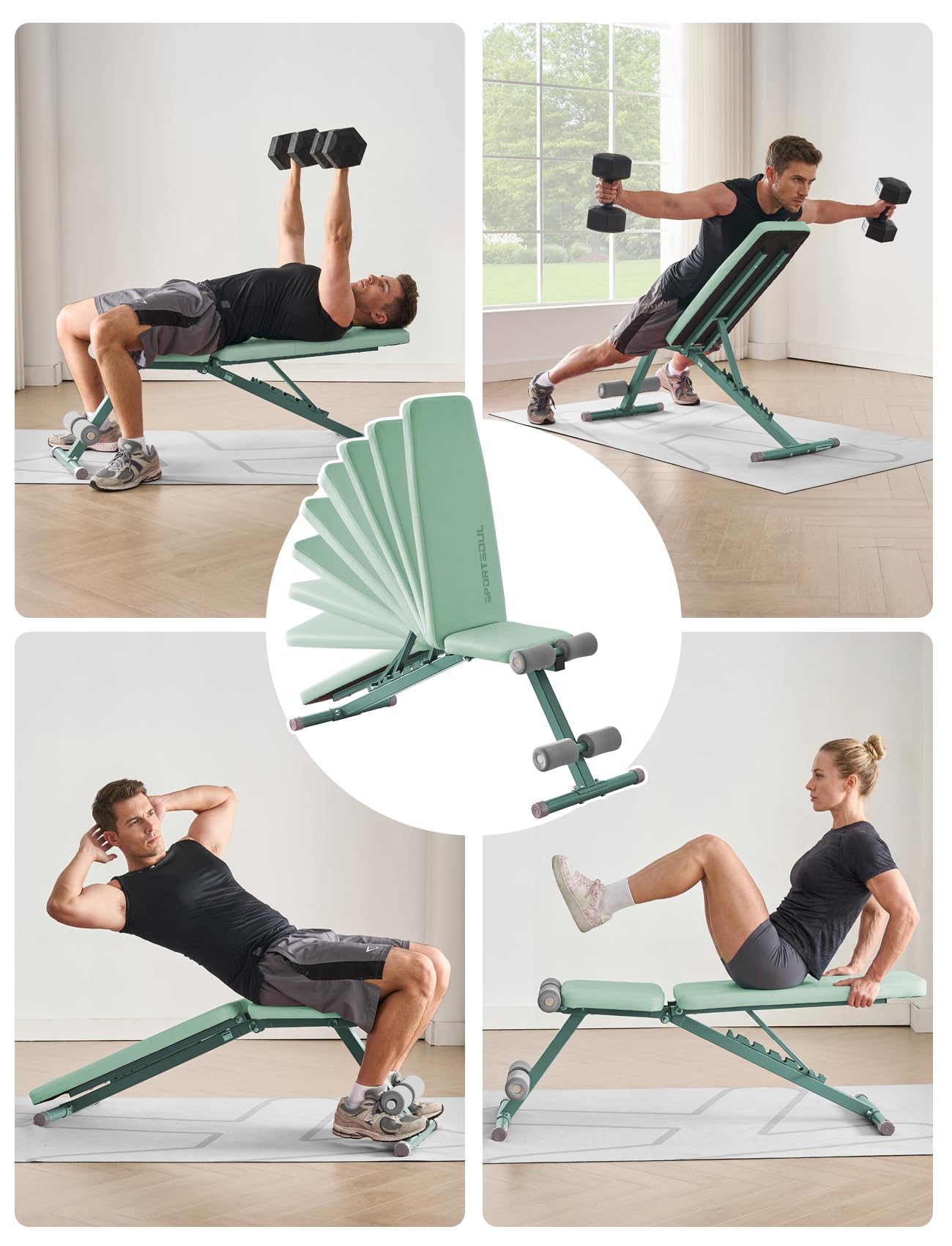 880LB Weight Bench, 8-Position Backrest Adjustable Workout Bench | Foldable Weight Bench for Home Gym Strength Training – Incline Decline Flat, Compact for Small Space Apartment Room Garage